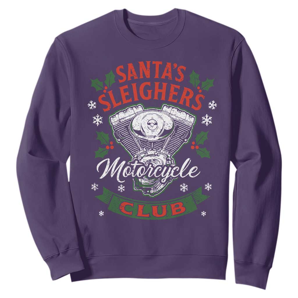 Christmas Motorcycle Biker Sweatshirt Santas Sleighers Motorcycle Club TS11 Purple Print Your Wear