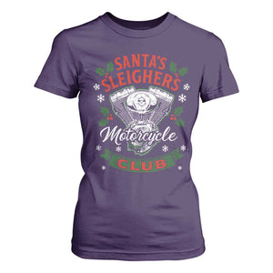 Christmas Motorcycle Biker T Shirt For Women Santas Sleighers Motorcycle Club TS11 Purple Print Your Wear
