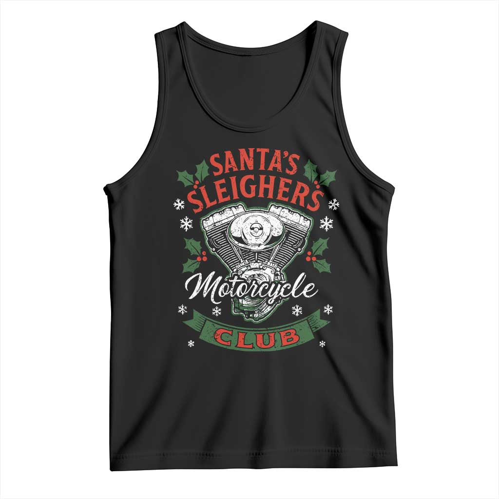 Christmas Motorcycle Biker Tank Top Santas Sleighers Motorcycle Club TS11 Black Print Your Wear
