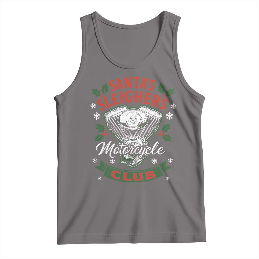 Christmas Motorcycle Biker Tank Top Santas Sleighers Motorcycle Club TS11 Deep Heather Print Your Wear