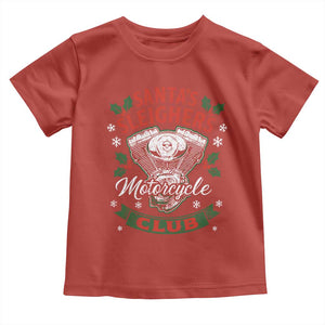 Christmas Motorcycle Biker Toddler T Shirt Santas Sleighers Motorcycle Club TS11 Red Print Your Wear