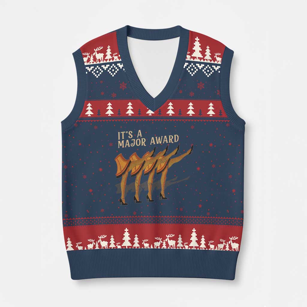 Funny Xmas Movie It's A Major Award V-Neck Knit Sweater Vest Italian Leg Lamp TS11 Navy Red Print Your Wear