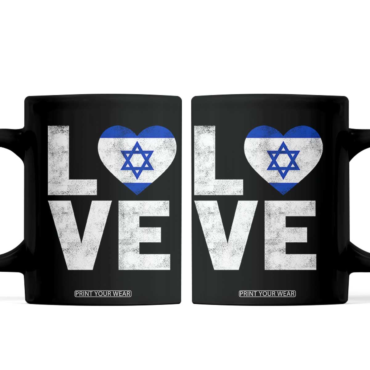 I Love Israel Jewish Gifts Star of David Israeli Coffee Mug TS11 Black Print Your Wear