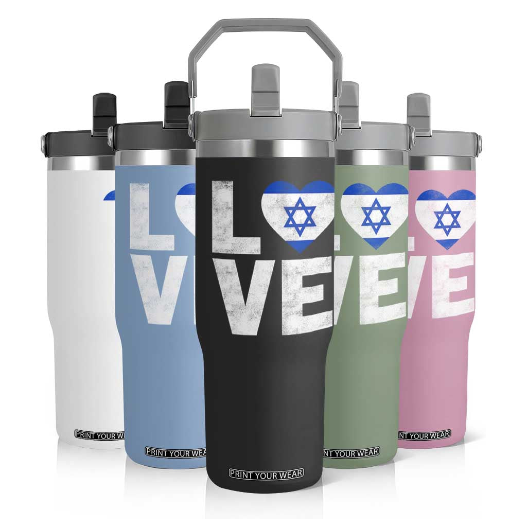 I Love Israel Jewish Gifts Star of David Israeli Flip Straw Tumbler TS11 Print Your Wear