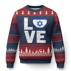 I Love Israel Jewish Gifts Star of David Israeli Ugly Christmas Sweater TS11 Navy Red Print Your Wear