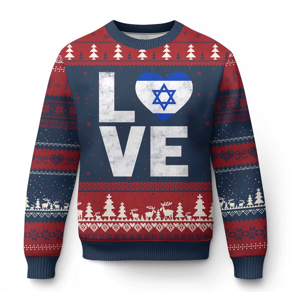 I Love Israel Jewish Gifts Star of David Israeli Ugly Christmas Sweater TS11 Navy Red Print Your Wear