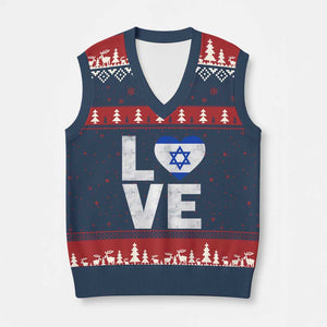 I Love Israel Jewish Gifts Star of David Israeli V-Neck Knit Sweater Vest TS11 Navy Red Print Your Wear