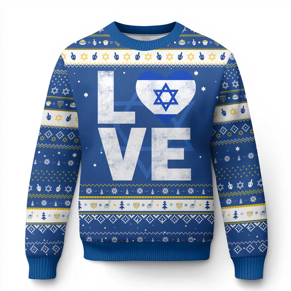 I Love Israel Jewish Gifts Star of David Israeli Hanukkah Ugly Sweater TS11 Blue White Print Your Wear