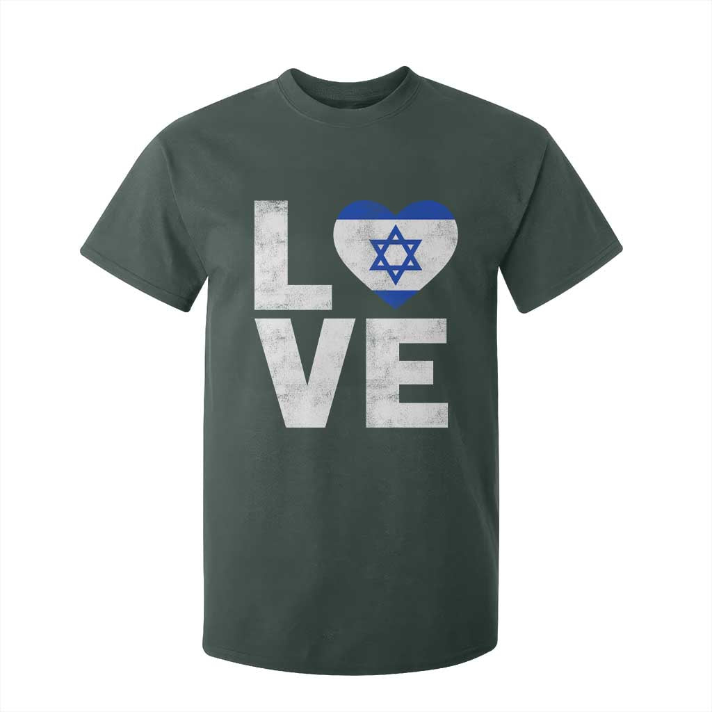 I Love Israel Jewish Gifts Star of David Israeli T Shirt For Kid TS11 Dark Forest Green Print Your Wear