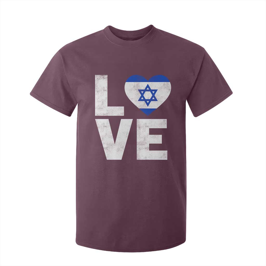 I Love Israel Jewish Gifts Star of David Israeli T Shirt For Kid TS11 Maroon Print Your Wear