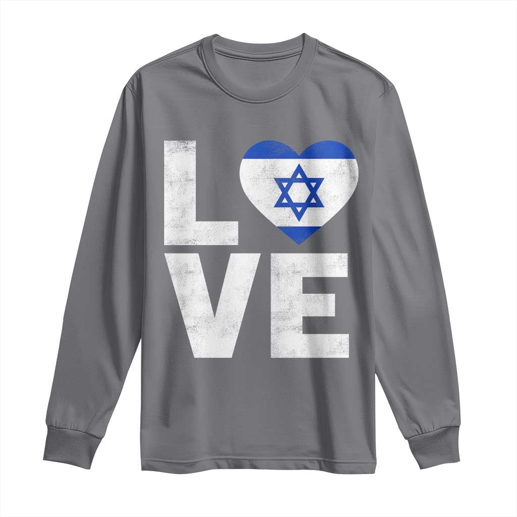 I Love Israel Jewish Gifts Star of David Israeli Long Sleeve Shirt TS11 Charcoal Print Your Wear