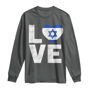 I Love Israel Jewish Gifts Star of David Israeli Long Sleeve Shirt TS11 Dark Heather Print Your Wear