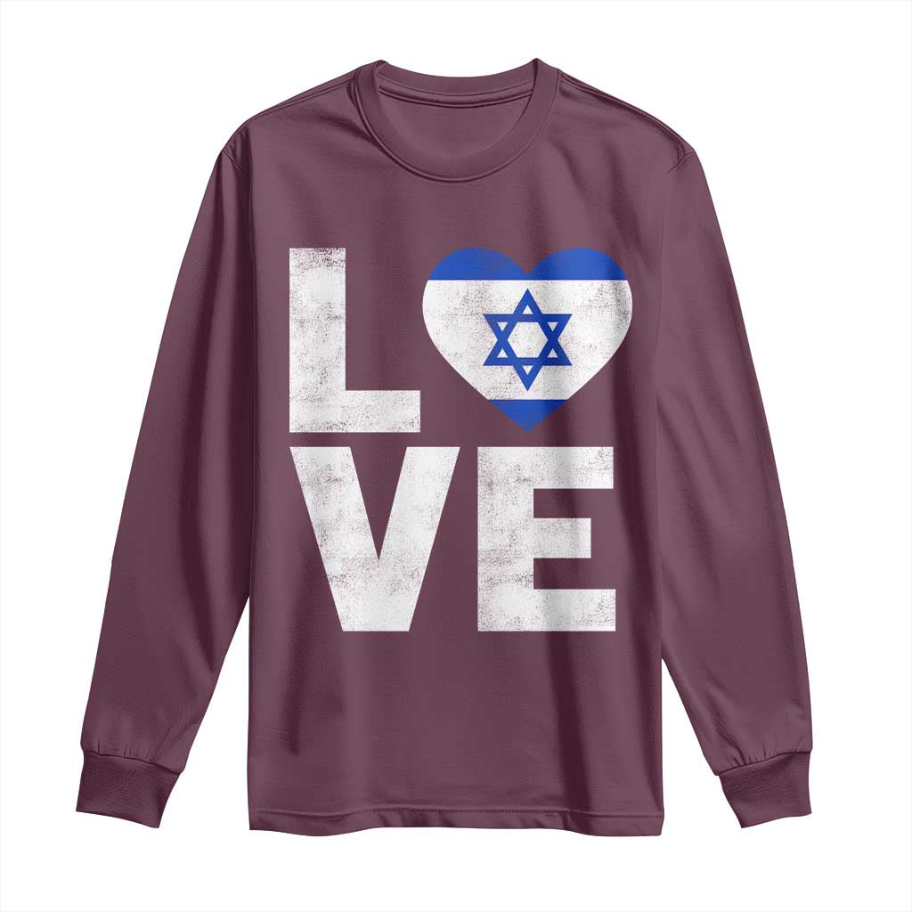 I Love Israel Jewish Gifts Star of David Israeli Long Sleeve Shirt TS11 Maroon Print Your Wear