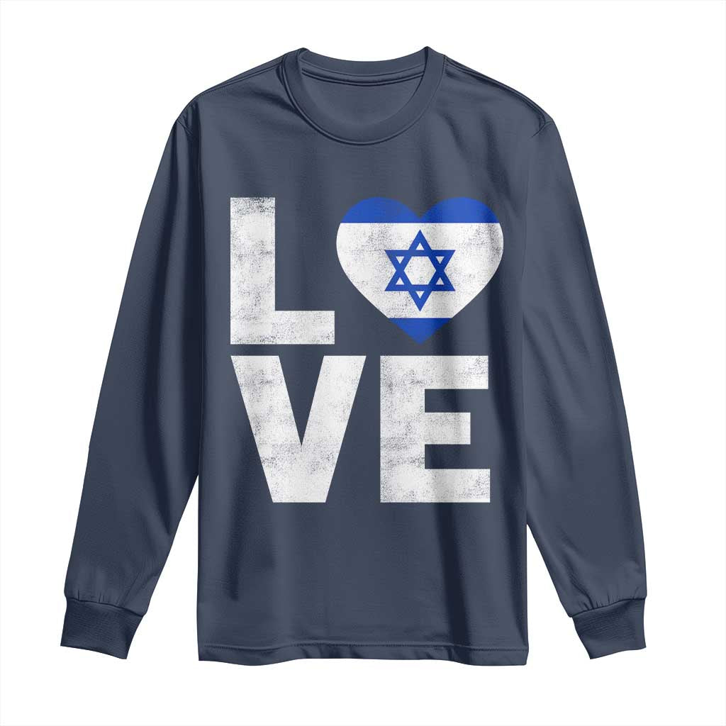 I Love Israel Jewish Gifts Star of David Israeli Long Sleeve Shirt TS11 Navy Print Your Wear