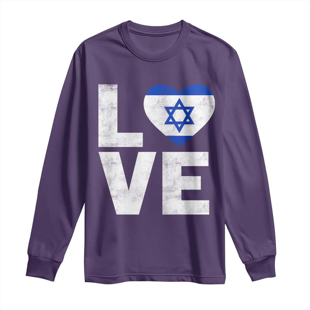 I Love Israel Jewish Gifts Star of David Israeli Long Sleeve Shirt TS11 Purple Print Your Wear