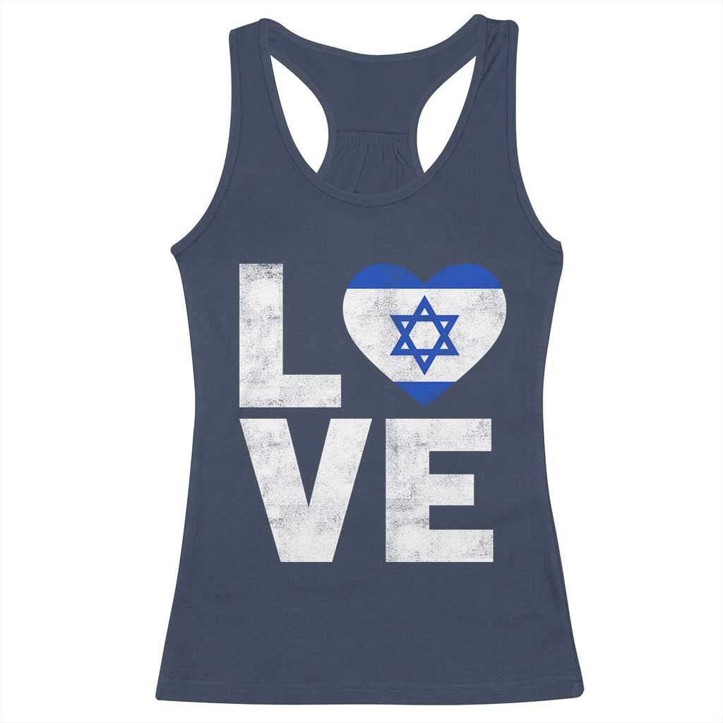 I Love Israel Jewish Gifts Star of David Israeli Racerback Tank Top TS11 Navy Print Your Wear