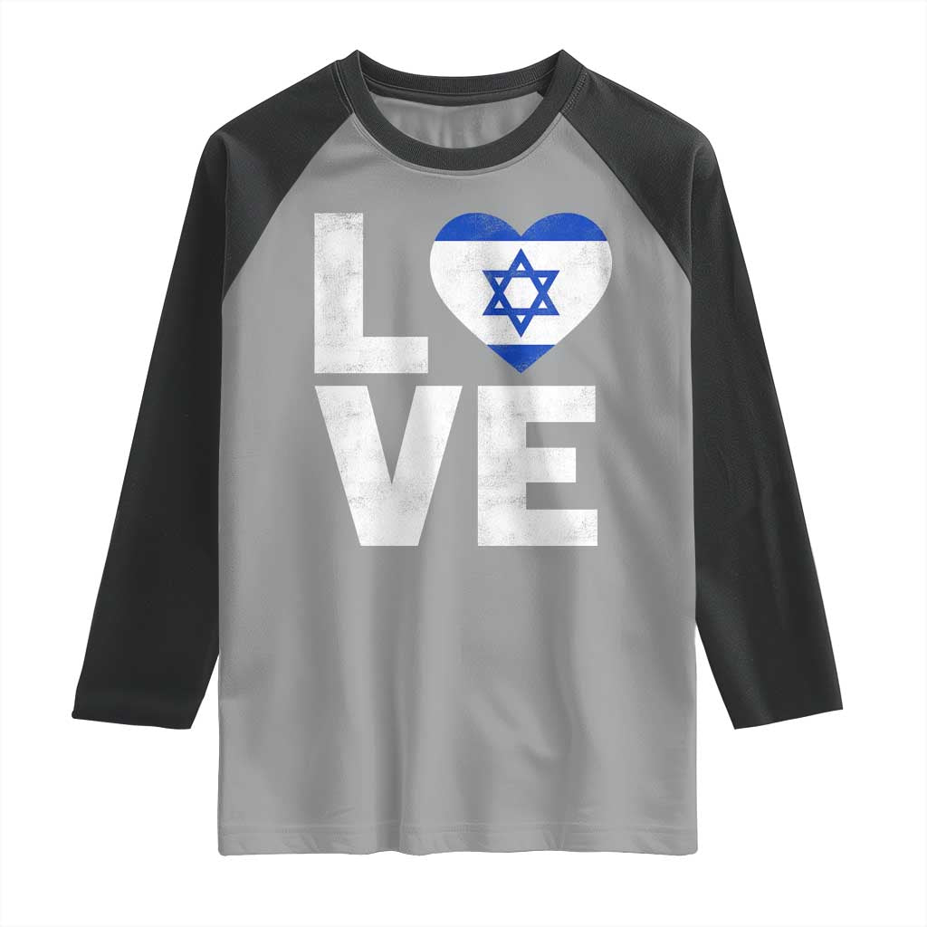 I Love Israel Jewish Gifts Star of David Israeli Raglan Shirt TS11 Sport Gray Black Print Your Wear
