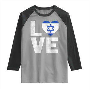 I Love Israel Jewish Gifts Star of David Israeli Raglan Shirt TS11 Sport Gray Black Print Your Wear