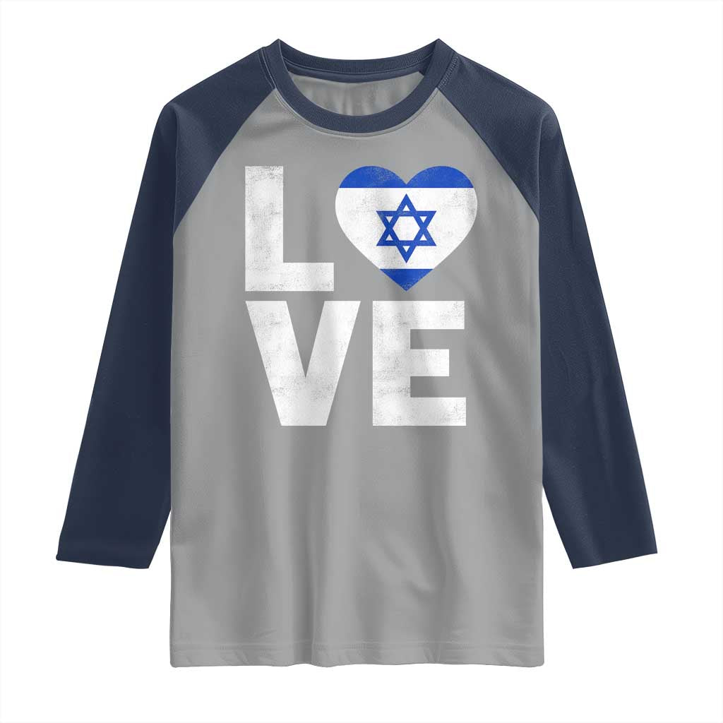 I Love Israel Jewish Gifts Star of David Israeli Raglan Shirt TS11 Sport Gray Navy Print Your Wear