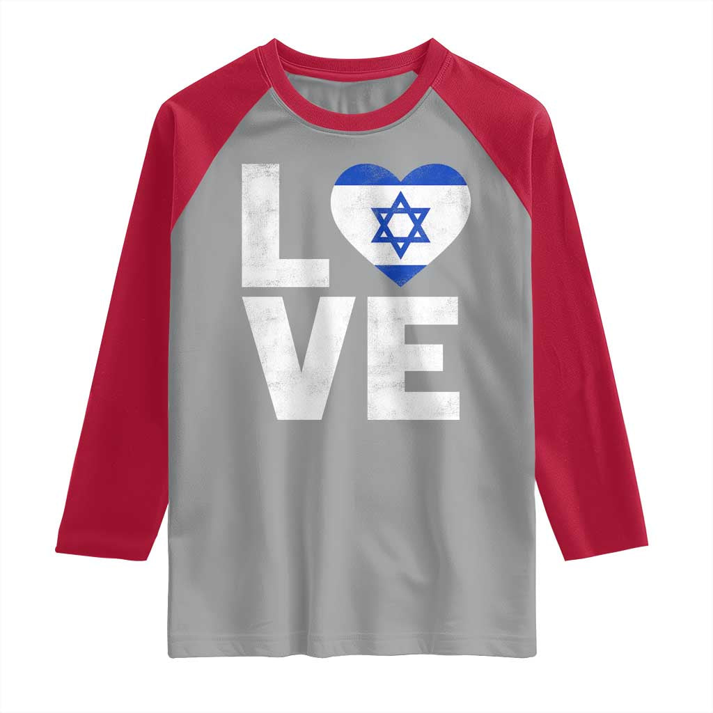I Love Israel Jewish Gifts Star of David Israeli Raglan Shirt TS11 Sport Gray Red Print Your Wear