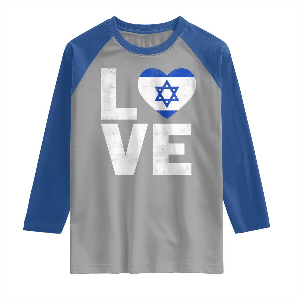 I Love Israel Jewish Gifts Star of David Israeli Raglan Shirt TS11 Sport Gray Royal Print Your Wear