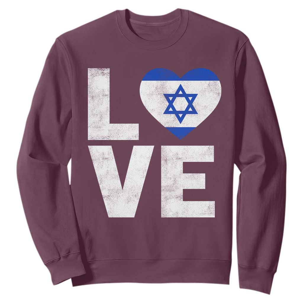 I Love Israel Jewish Gifts Star of David Israeli Sweatshirt TS11 Maroon Print Your Wear