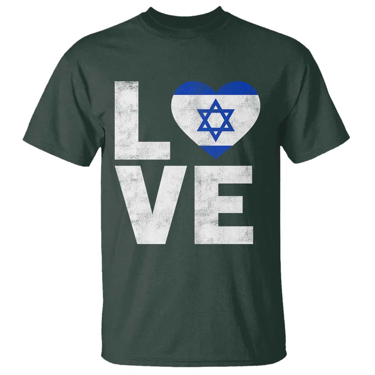 I Love Israel Jewish Gifts Star of David Israeli T Shirt TS11 Dark Forest Green Print Your Wear