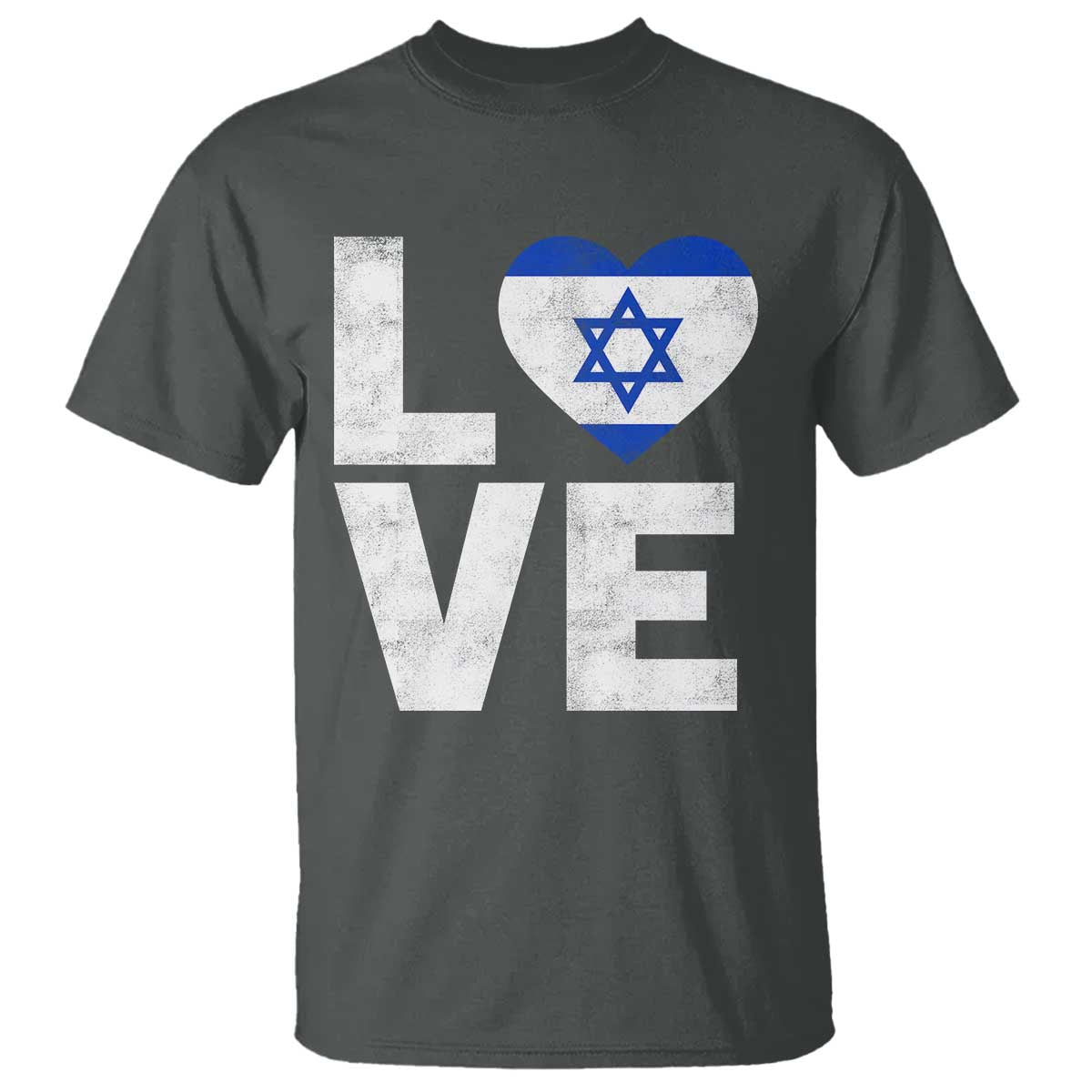 I Love Israel Jewish Gifts Star of David Israeli T Shirt TS11 Dark Heather Print Your Wear