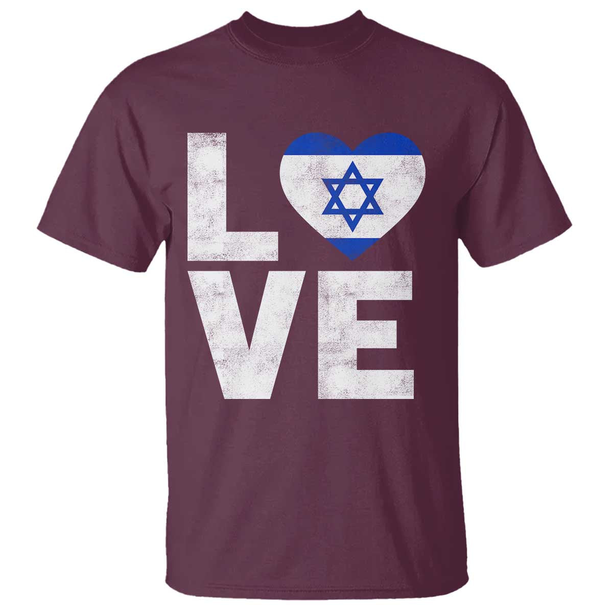 I Love Israel Jewish Gifts Star of David Israeli T Shirt TS11 Maroon Print Your Wear