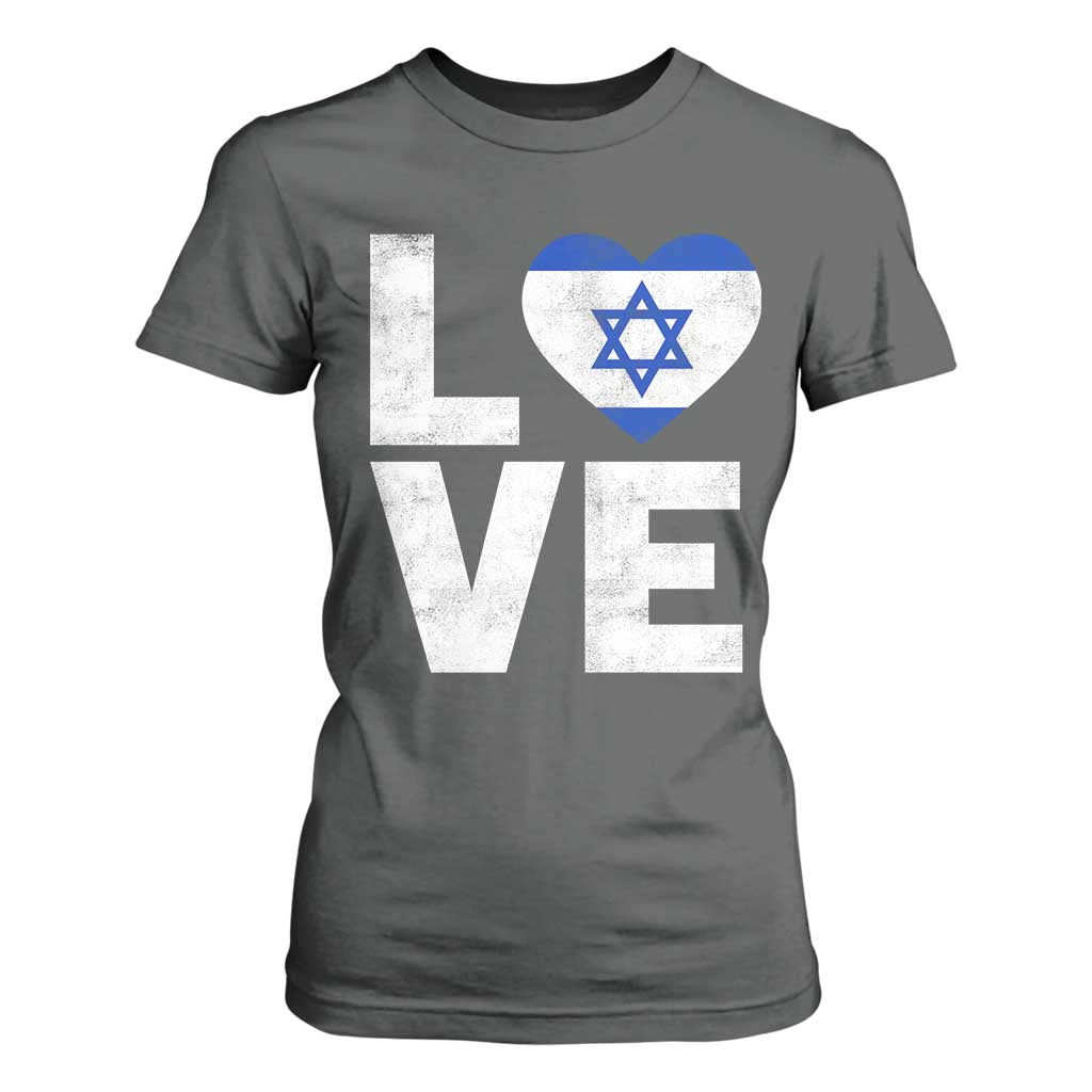I Love Israel Jewish Gifts Star of David Israeli T Shirt For Women TS11 Dark Heather Print Your Wear