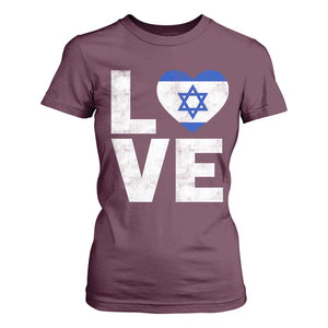 I Love Israel Jewish Gifts Star of David Israeli T Shirt For Women TS11 Maroon Print Your Wear