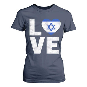 I Love Israel Jewish Gifts Star of David Israeli T Shirt For Women TS11 Navy Print Your Wear