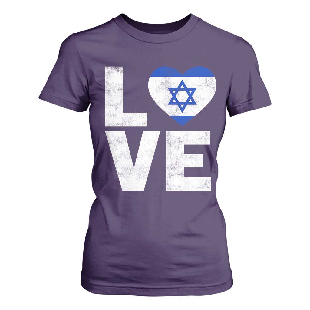 I Love Israel Jewish Gifts Star of David Israeli T Shirt For Women TS11 Purple Print Your Wear