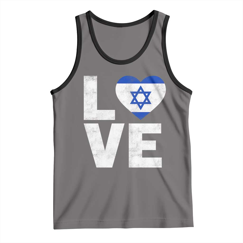 I Love Israel Jewish Gifts Star of David Israeli Tank Top TS11 Deep Heather Black Print Your Wear
