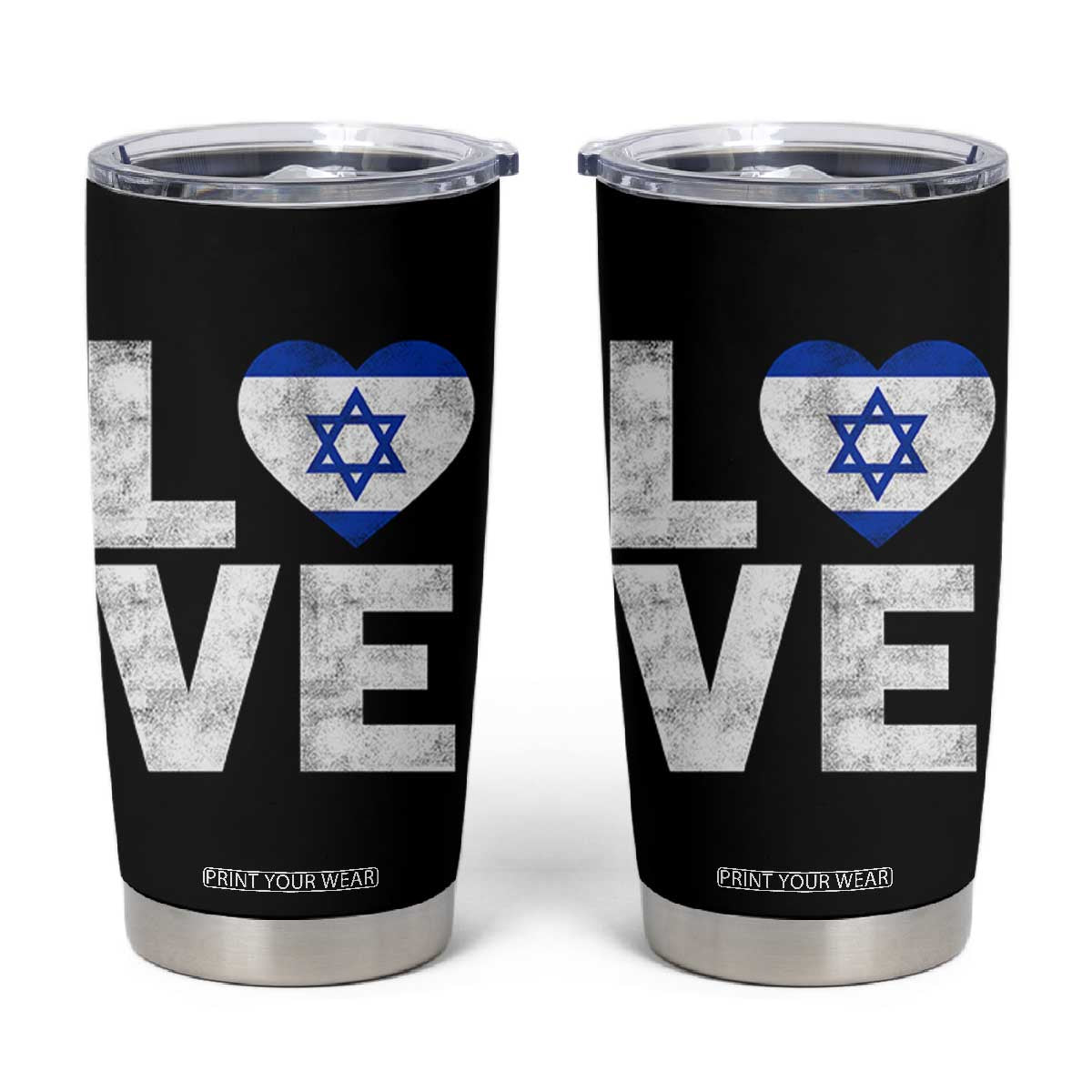 I Love Israel Jewish Gifts Star of David Israeli Tumbler Cup TS11 Black Print Your Wear