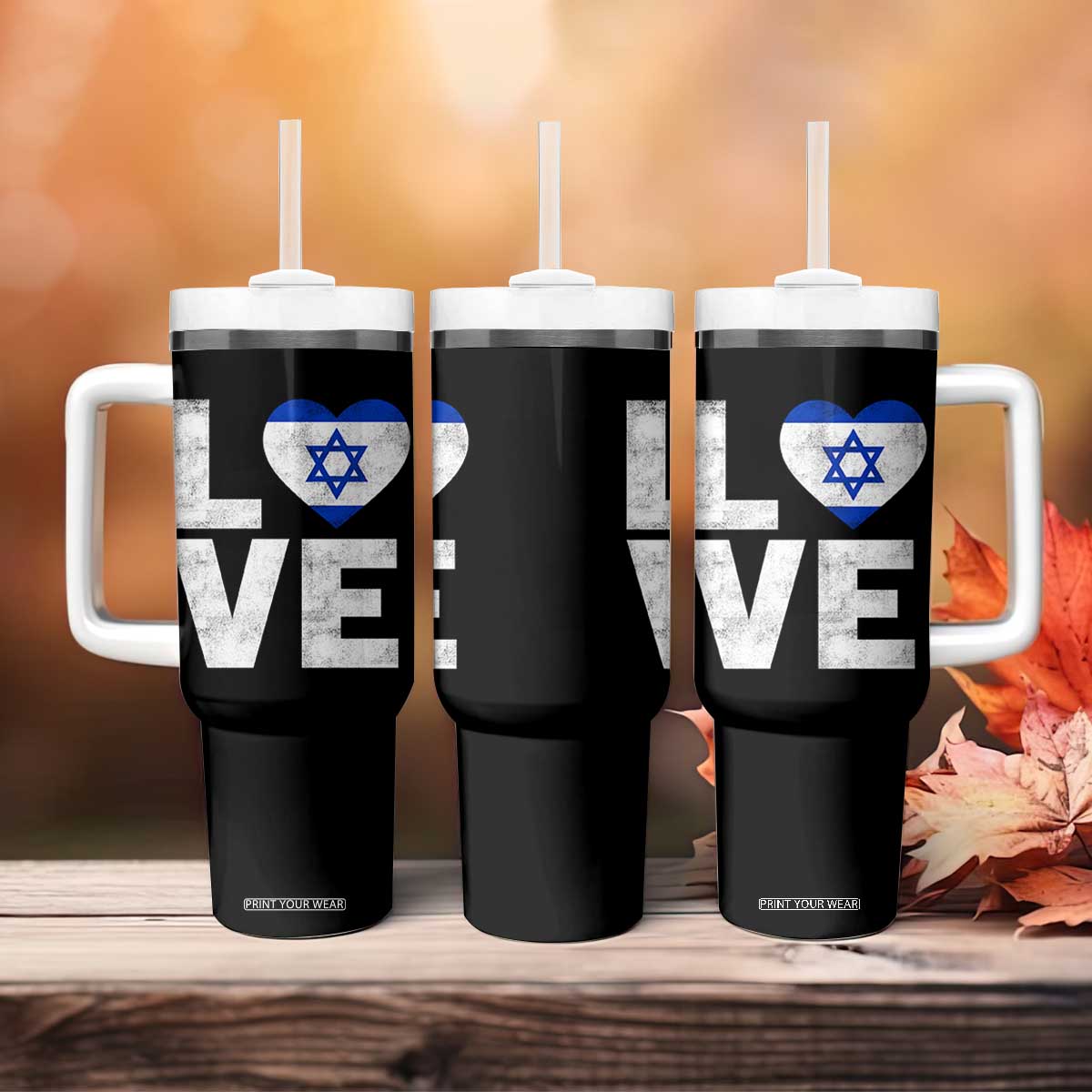 I Love Israel Jewish Gifts Star of David Israeli Tumbler With Handle TS11 Print Your Wear