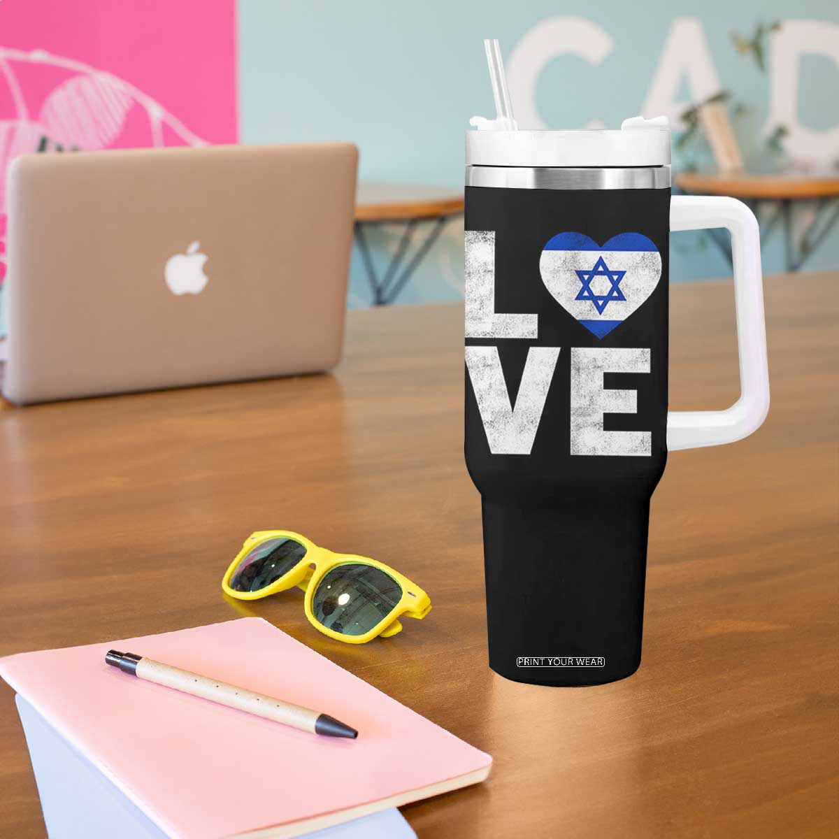 I Love Israel Jewish Gifts Star of David Israeli Tumbler With Handle TS11 Print Your Wear
