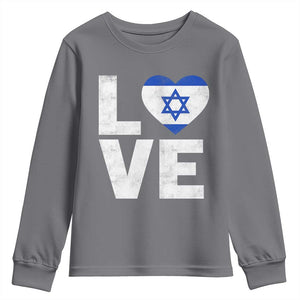 I Love Israel Jewish Gifts Star of David Israeli Youth Sweatshirt TS11 Charcoal Print Your Wear
