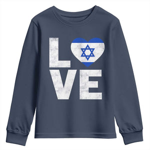 I Love Israel Jewish Gifts Star of David Israeli Youth Sweatshirt TS11 Navy Print Your Wear