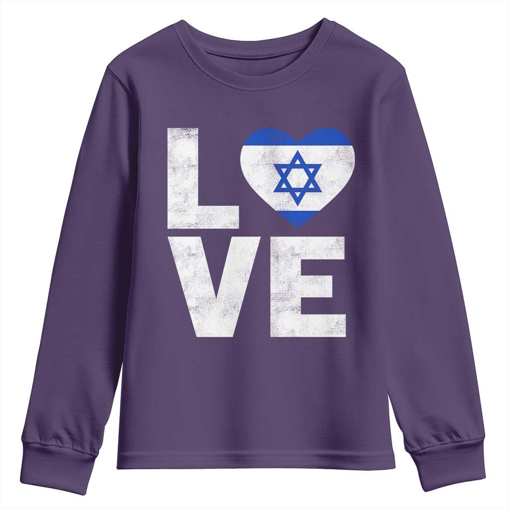 I Love Israel Jewish Gifts Star of David Israeli Youth Sweatshirt TS11 Purple Print Your Wear