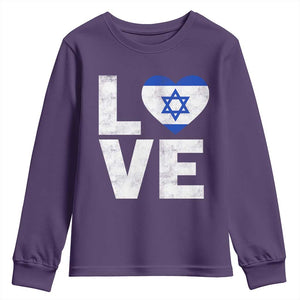 I Love Israel Jewish Gifts Star of David Israeli Youth Sweatshirt TS11 Purple Print Your Wear