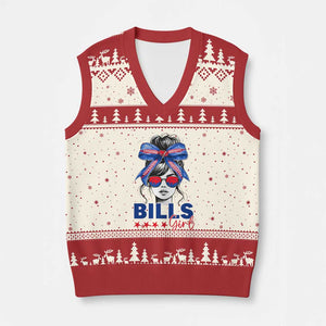 Funny BFB Football Lover V-Neck Knit Sweater Vest Sport Fan Game Day Messy Bun TS11 Beige Red Print Your Wear