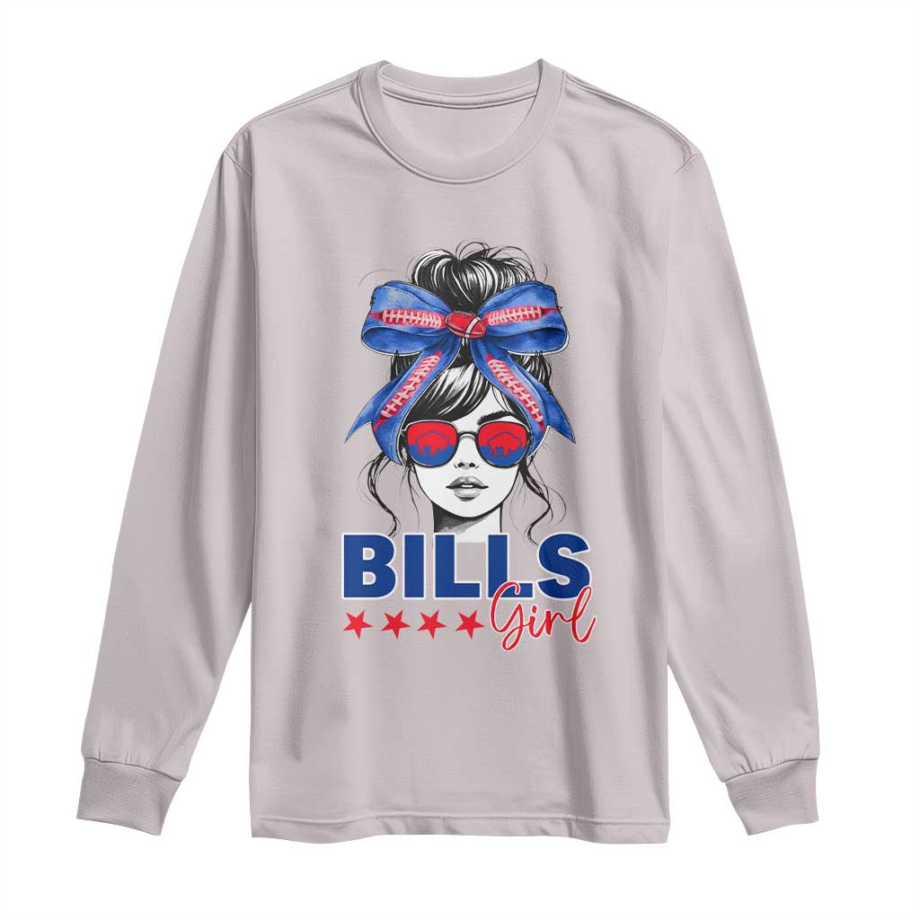 Funny BFB Football Lover Long Sleeve Shirt Sport Fan Game Day Messy Bun TS11 Ice Gray Print Your Wear