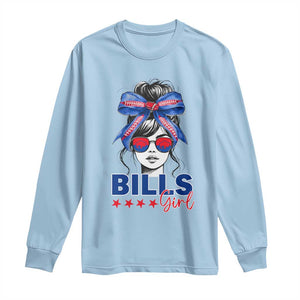 Funny BFB Football Lover Long Sleeve Shirt Sport Fan Game Day Messy Bun TS11 Light Blue Print Your Wear