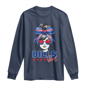 Funny BFB Football Lover Long Sleeve Shirt Sport Fan Game Day Messy Bun TS11 Navy Print Your Wear