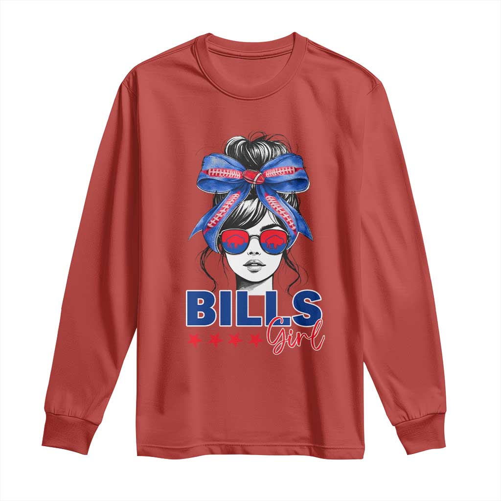 Funny BFB Football Lover Long Sleeve Shirt Sport Fan Game Day Messy Bun TS11 Red Print Your Wear