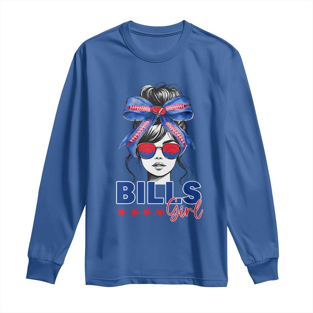 Funny BFB Football Lover Long Sleeve Shirt Sport Fan Game Day Messy Bun TS11 Royal Blue Print Your Wear