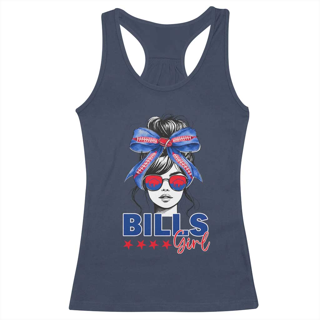 Funny BFB Football Lover Racerback Tank Top - Sport Fan Game Day Messy Bun Humor Tee TS11 Navy Print Your Wear