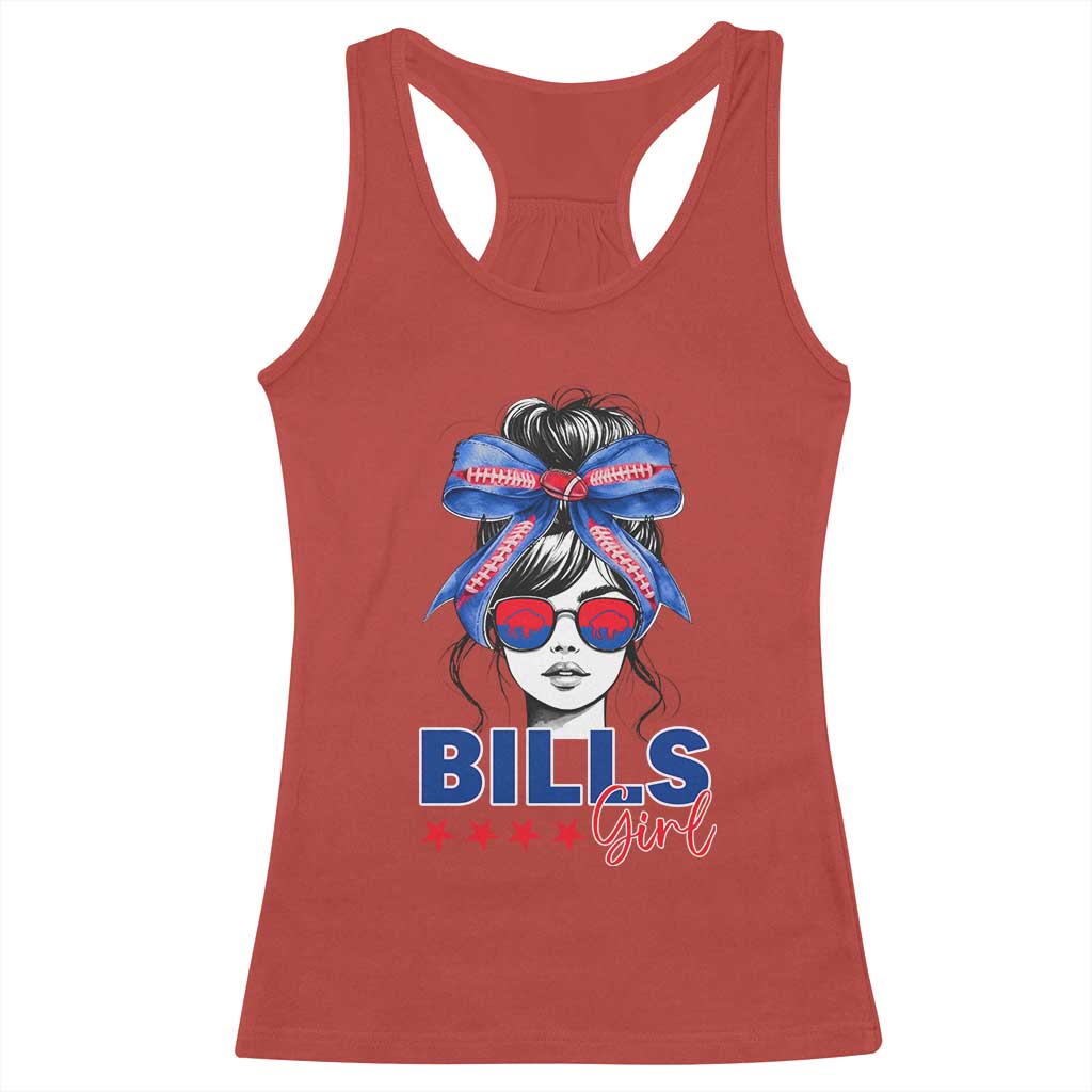 Funny BFB Football Lover Racerback Tank Top - Sport Fan Game Day Messy Bun Humor Tee TS11 Red Print Your Wear