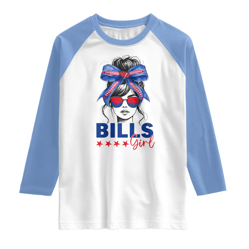 Funny BFB Football Lover Raglan Shirt Sport Fan Game Day Messy Bun TS11 White Carolina Blue Print Your Wear